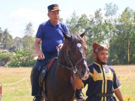 Wakil Wali Kota Payakumbuh Elzadaswarman menunggang kuda saat pembukaan Liga Hedef Panahan Berkuda Sumbar 2025 di Unand