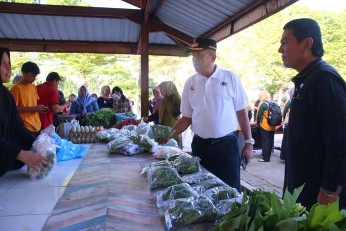 Wakil Wali Kota Payakumbuh mengunjungi pedagang pasar sayur di Pasar Padang Kaduduak yang kembali aktif.