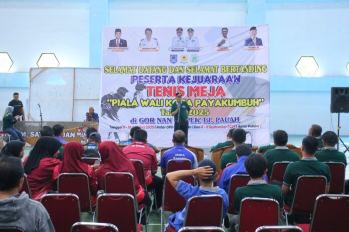 Wawako Payakumbuh Resmikan Kejuaraan Tenis Meja Piala Wali Kota 2025 Wakil Wali Kota Payakumbuh membuka Kejuaraan Tenis Meja Piala Wali Kota Payakumbuh 2025 di GOR Nan Ompek, Tanjung Pauh, dihadiri peserta dari berbagai daerah.
