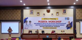 Wakil Wali Kota Payakumbuh Elzadaswarman membuka Workshop Implementasi SIPD RI di Aula Ngalau Indah, Balai Kota Payakumbuh.